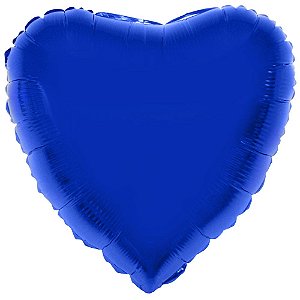 Balão Metalizado Coração Azul - 46cm