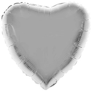 Balão Metalizado Coração Prata - 46cm