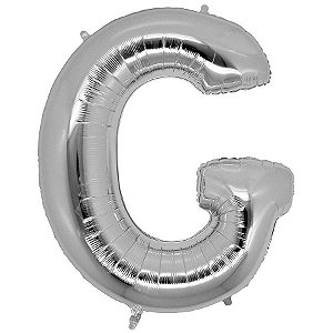 Balão Metalizado Letra G Prata - 40cm