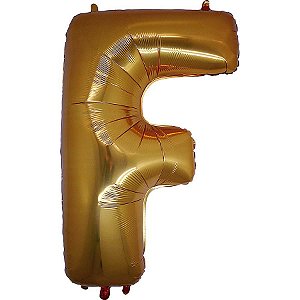 Balão Metalizado Letra F Dourado - 40cm