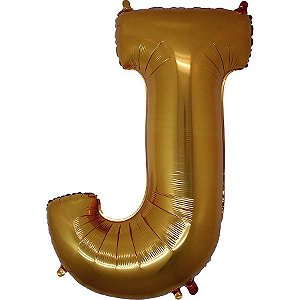 Balão Metalizado Letra J Dourado - 40cm