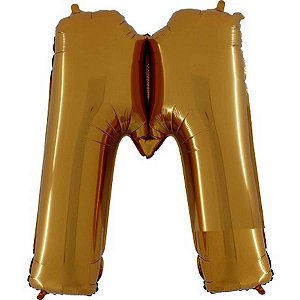 Balão Metalizado Letra M Dourado - 40cm