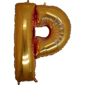 Balão Metalizado Letra P Dourado - 40cm