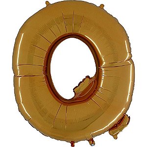 Balão Metalizado Letra Q Dourado - 40cm