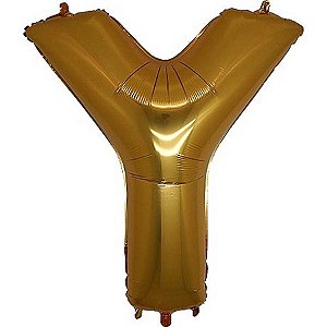 Balão Metalizado Letra Y Dourado - 40cm