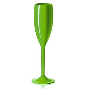 Taça Champagne Acrílico 140ml Verde New Wave - 5 Unidades