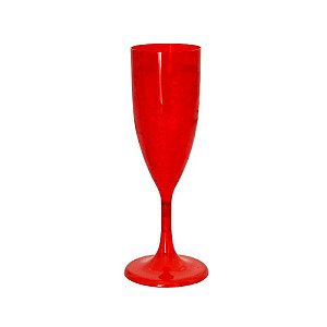 Taça Champagne Acrílico 140ml Vermelho New Wave - 5 Unidades