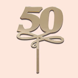 Topo de Bolo Aniversário 50 Anos Dourado 22cm - 01 Unidade