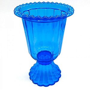 Vaso Grego Decorativo de Plástico 19cm Azul Cristal