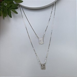 Escapulário Prata 925 Nossa Senhora do Carmo Corrente Veneziana