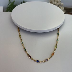Colar Infantil Colorida Folheado em ouro 18k