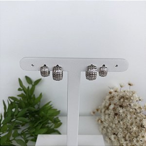 Kit Brincos Argolinha Ródio Branco Semijoia