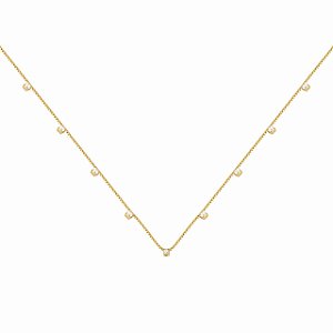 Gargantilha Com Pedrinhas Ponto Luz folheada em ouro 18k