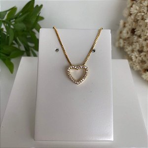 Colar Pingente Coração Folheado em ouro 18k