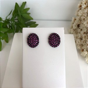 Brinco Cravejado Zirconias Rodio Negro