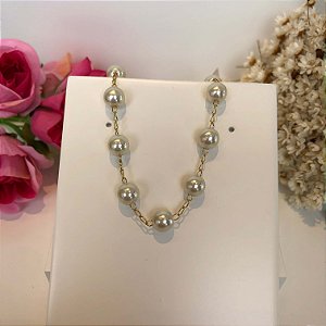 Pulseira de Perolas Folheado em Ouro 18k