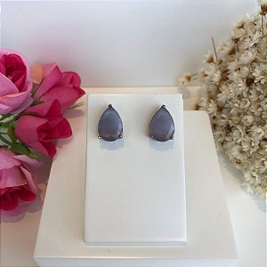 Brinco Gota Lilás no Ródio