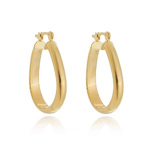 Brinco de Argola Oval Folheado em Ouro 18k