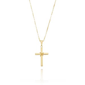 Correntinha Masculina com Crucifixo Manto Folheado em Ouro 18k