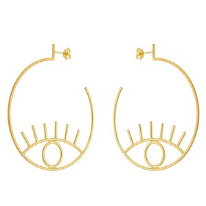 Brinco de Olho Grego Argola Vazado Folheado Ouro 18k