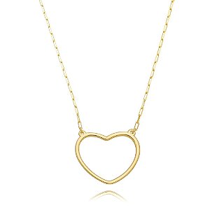 Colar com Pingente de Coração Folheado Ouro 18k