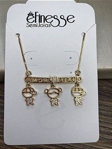 Colar Tres Filhos Folheado em Ouro 18K