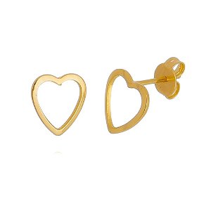 Brinco de Coração Vazado Folheado em Ouro 18k