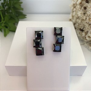 Brinco Earcuff Ródio Negro com Zircônias