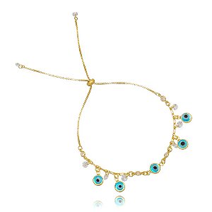 Pulseira Olho Grego Folheada em ouro 18k