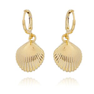 Brinco de concha Folheado em Ouro 18k