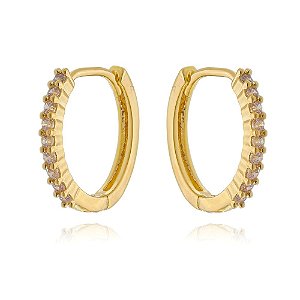 Argola de Zircônia 18mm Folheada em Ouro 18k