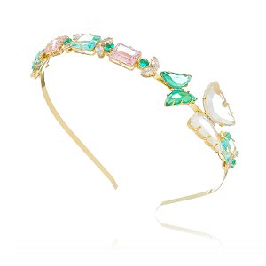 Tiaras de Luxo com Pedraria com borboletas Gold