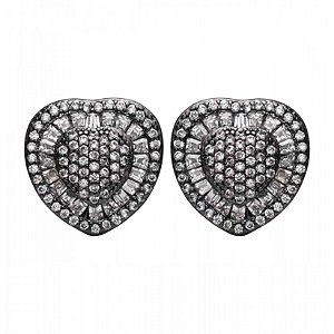 Brinco pizza coração ródio negro