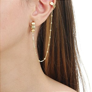 Piercing com corrente Folheado em Ouro 18k