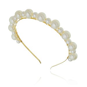 Tiara de Pérolas Dourada