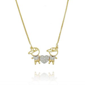 Colar Dois Filhos Folheado em Ouro 18K