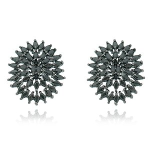 Brinco zirconias negras ródio negro