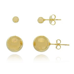 kit de brincos para 2 furos folheado em ouro 18k