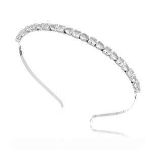 Tiara com Pedrarias Cristal Gota e Quadrado Ródio Branco