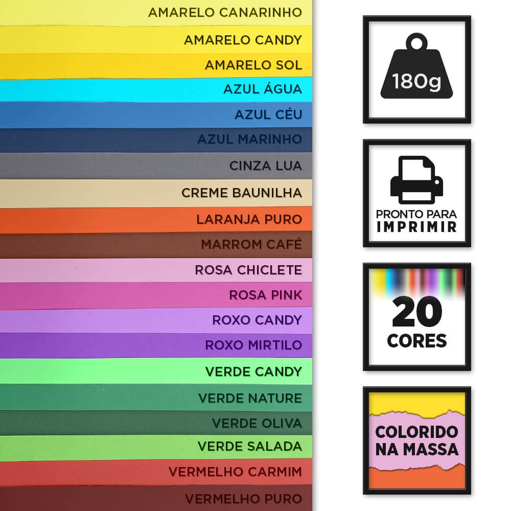 Papel Color Pop - Mimo - Kit Colibri - 180g - A4 - SupperPapel