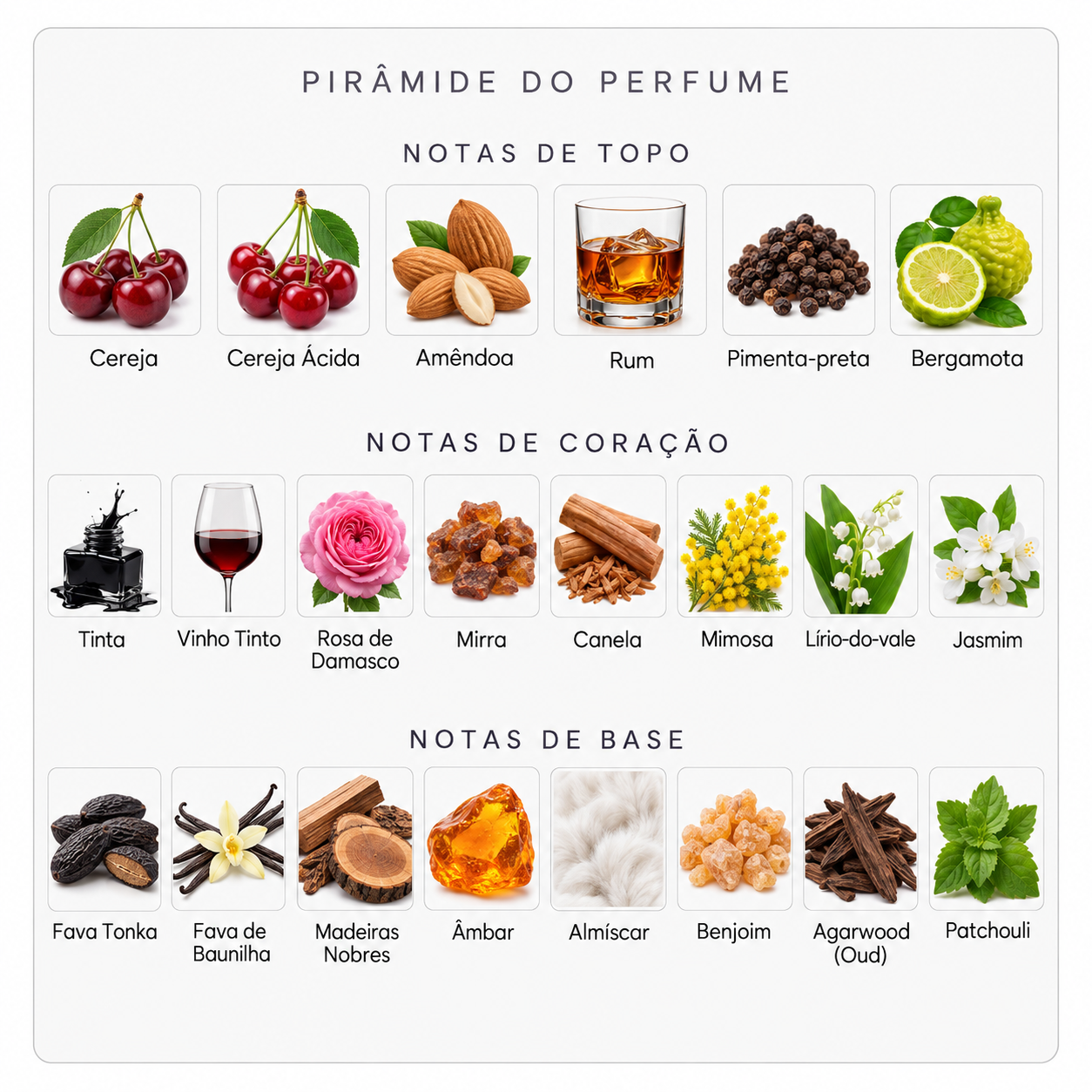 Pirâmide olfativa do Lorenzo Pazzaglia Cherry Ink