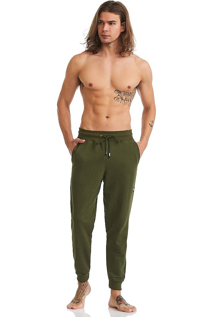 Calça de Moletom Masculina modelo Jogger Verde Militar - LaVíbora: Shorts  Masculinos de Praia, Roupas e mais!