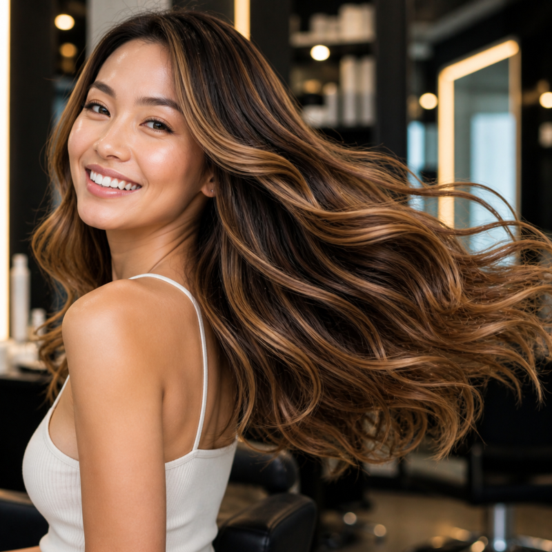 Cabelo seco com maciez e brilho saudável após uso do kit shampoo e condicionador Argan Shine BARROMINAS