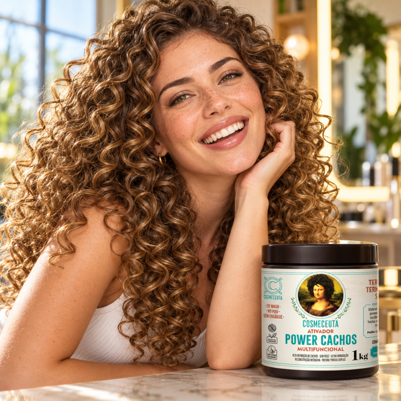 Definição de cachos com Ativador Multifuncional Power Cachos COSMECEUTA