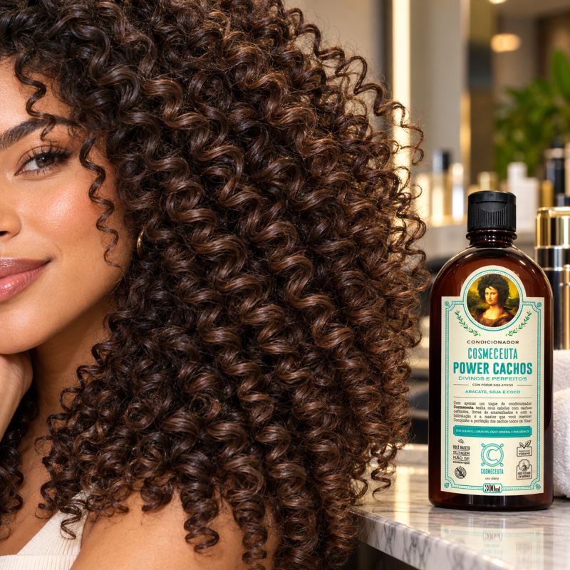 Condicionador Power Cachos Cosmeceuta 300ml com cachos desembaraçados macios e hidratados