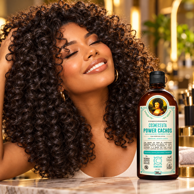 Condicionador Power Cachos Cosmeceuta 300ml com cachos volumosos radiantes e macios