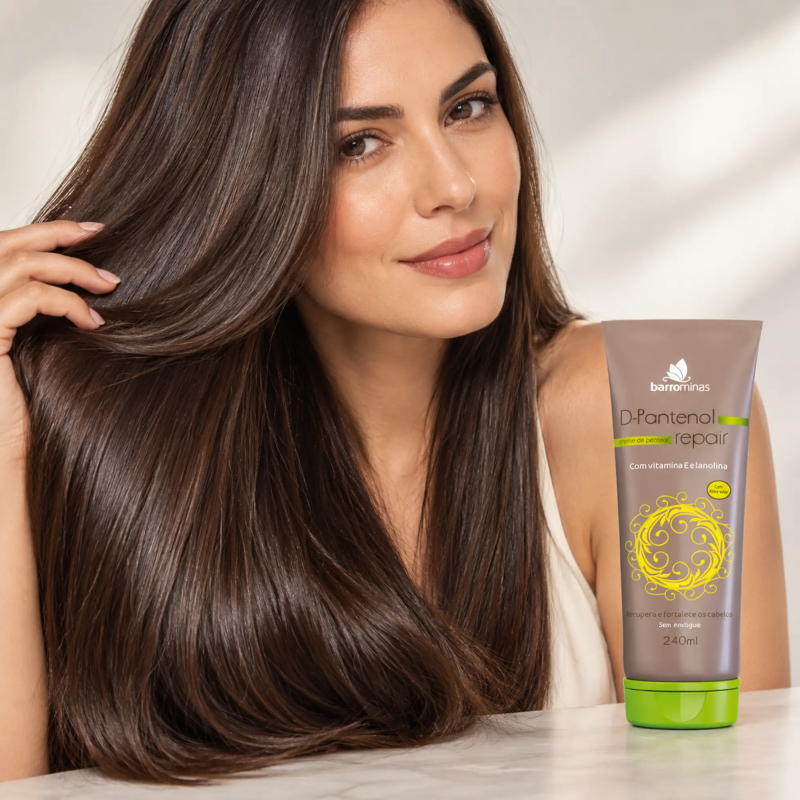 Creme para Pentear D-Pantenol Repair BARROMINAS 240ml para cabelo liso hidratado e macio