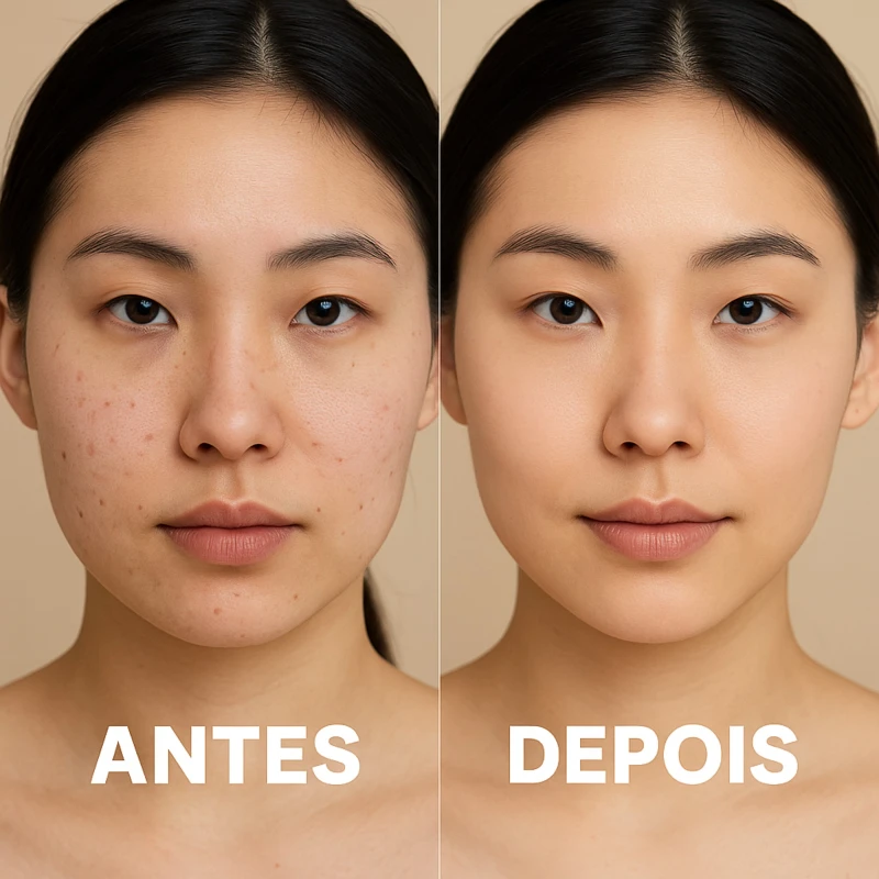 Antes e depois do Esfoliante Labotrat Melancia em pele asiática – pele mais luminosa e tom mais homogêneo