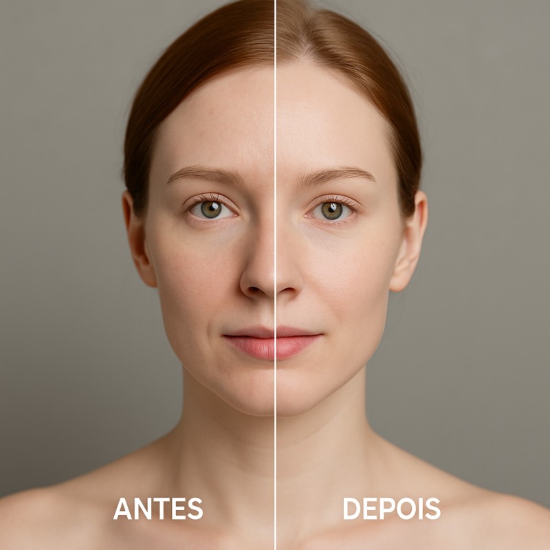 Antes e depois do Esfoliante Labotrat Melancia em pele clara – melhora de uniformidade e aparência de poros