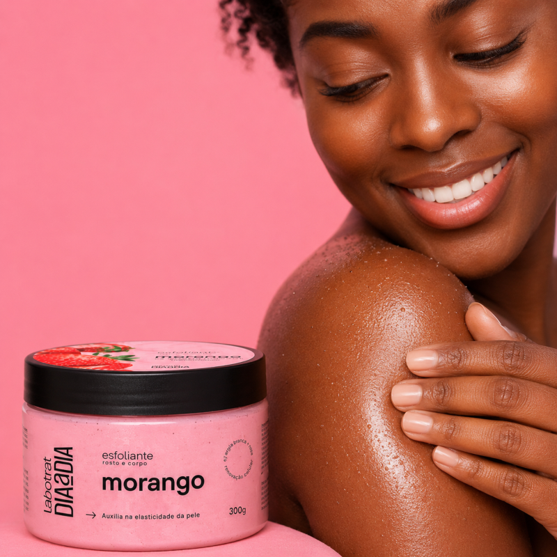Esfoliante Rosto e Corpo LABOTRAT Morango 300g auxilia na elasticidade da pele